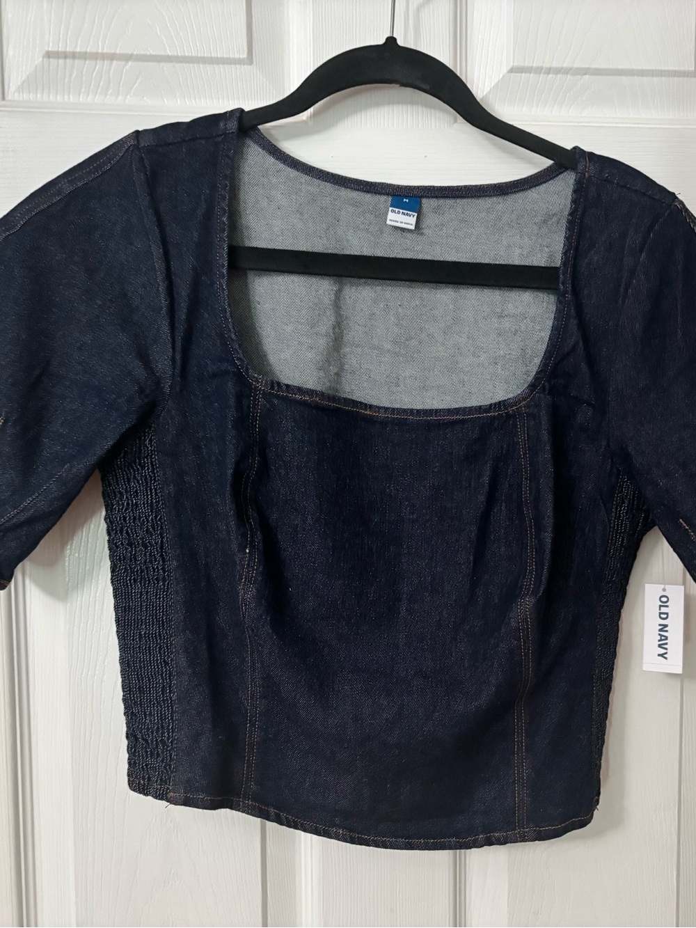 Old Navy Dark Indigo Denim Square-Neck Women's Blouse